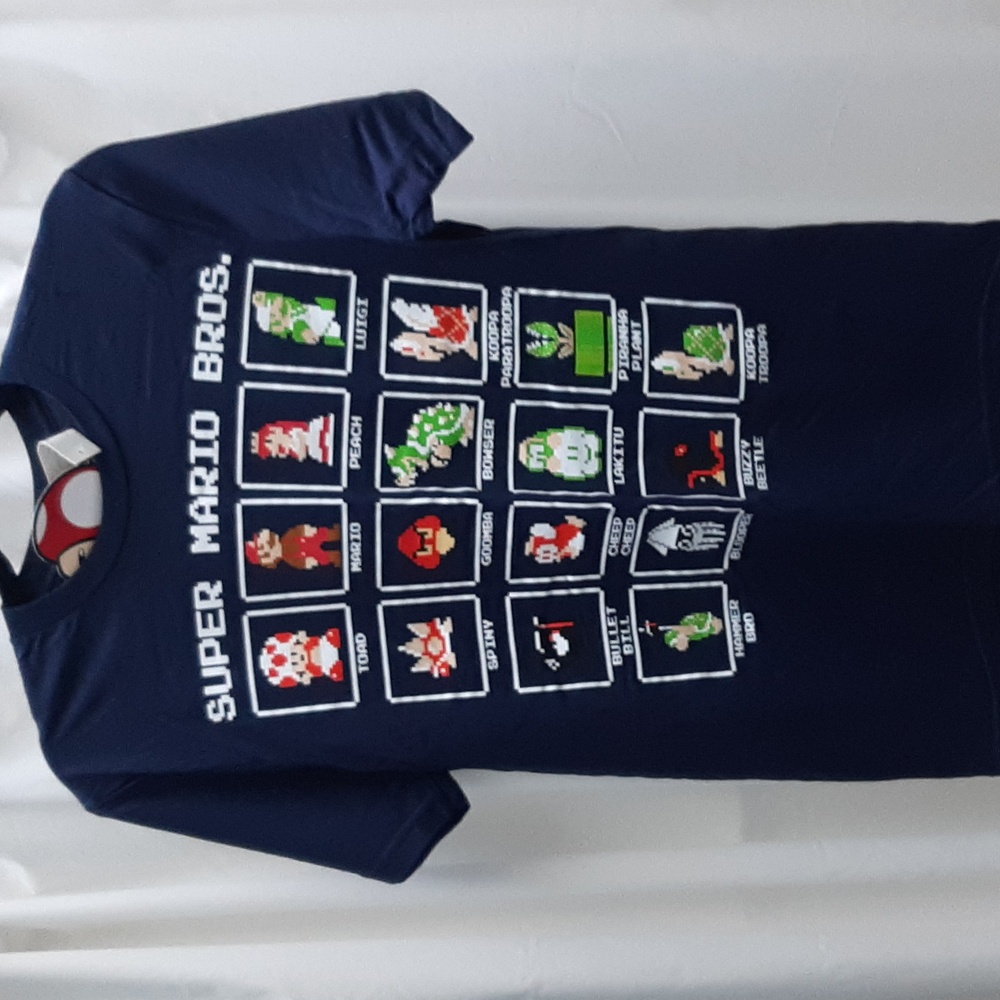New Men's Nintendo Super Mario Bros Blue Graphic Cotton Tee, Sz S